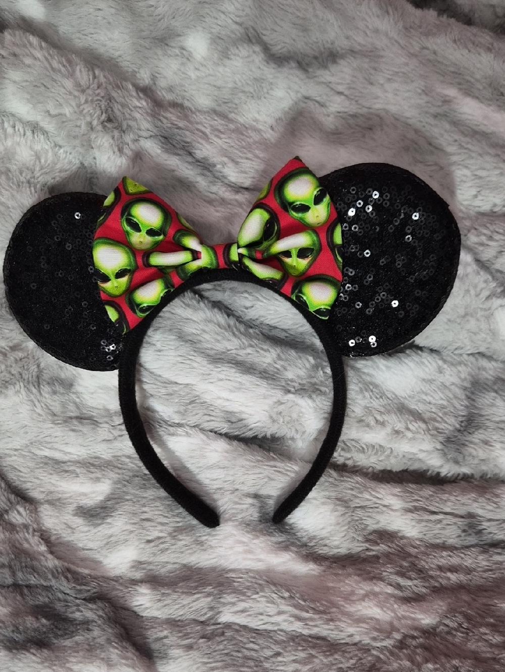 Alien Bow Sequin Mouse Ear Headband